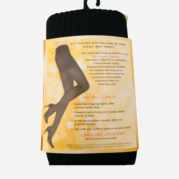 Spanx Star Power Tights Size E Black Ribbed Slimming Tummy Control Comfort - Picture 6 of 7